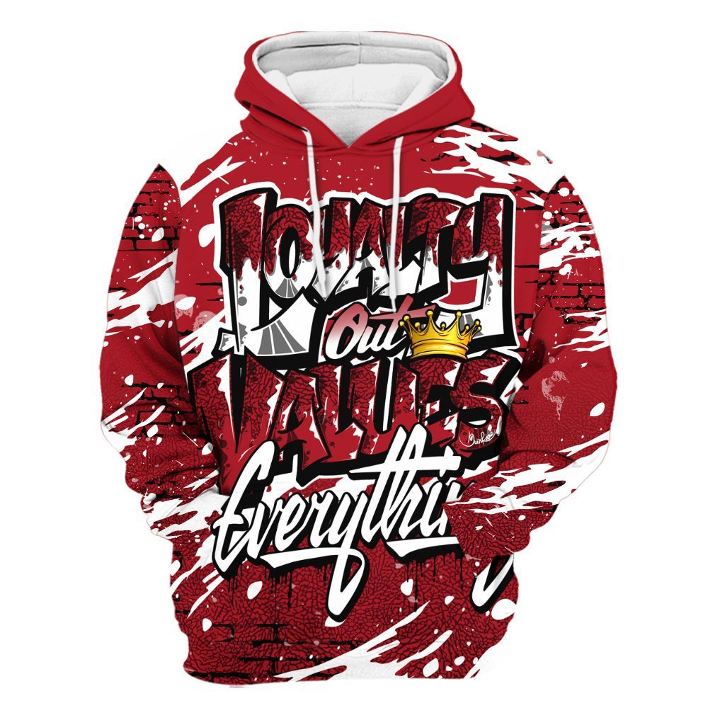 Hoodie To Match Mid Red Cracked Leather 1s - Values Of Loyalty All Over Print