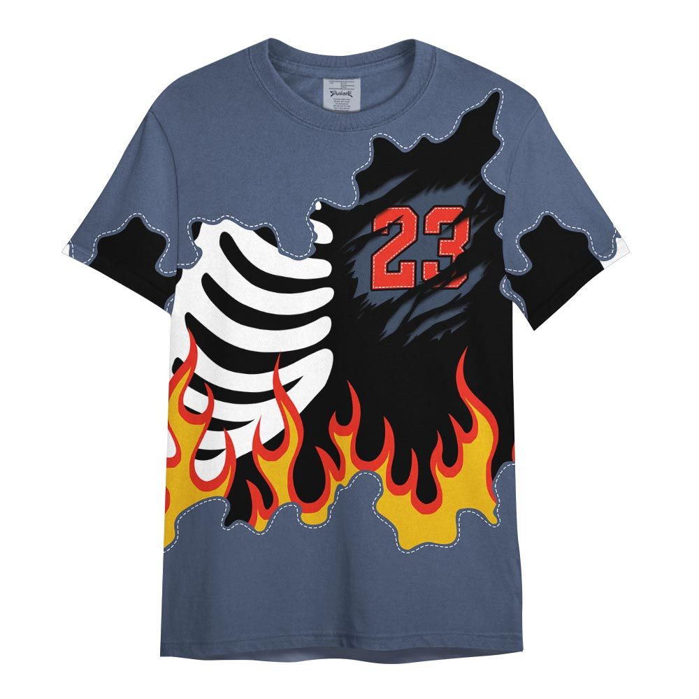 Shirt To Match Low Diffused Blue 11s - Burning Skeleton 23 G.O.A.T Shirt Outfit