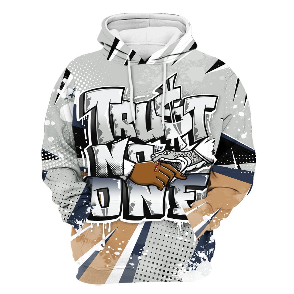Hoodie To Match Low Navy Grey Gum 1s - Trust No One Dripping All Over Print