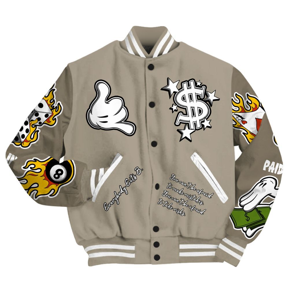 Varsity Jacket To Match High OG Khaki 1s - Everybody Paid In Full Graphic All Over Print