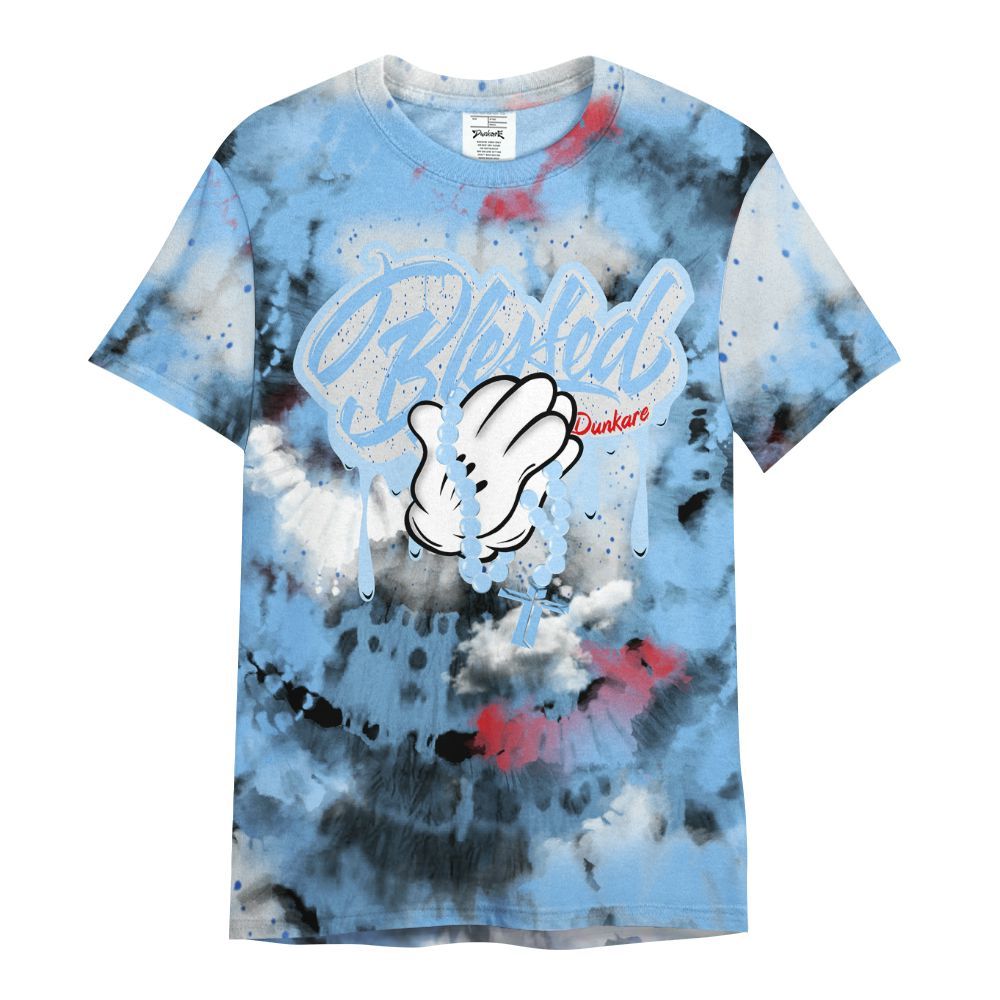 Shirt To Match University Blue 5s - God Blessed Tie Dye All Over Print