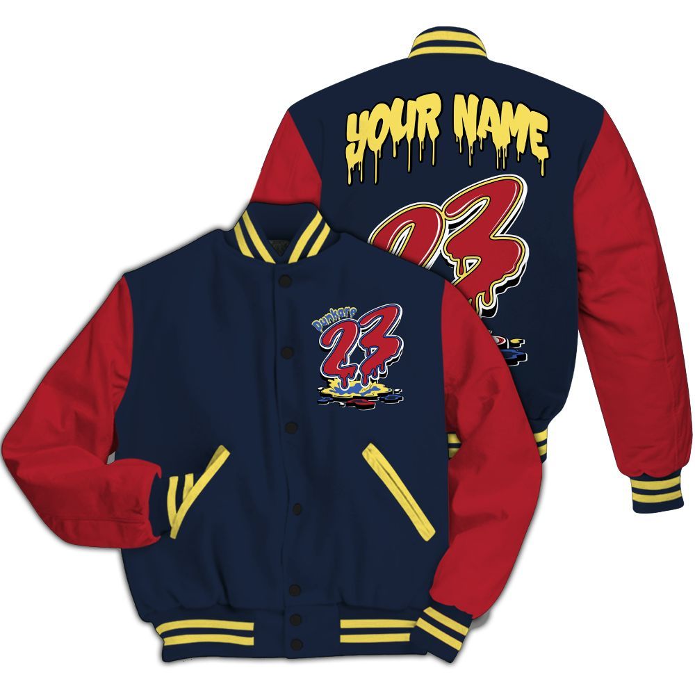 Varsity Jacket To Match Dunk Low COJP What The 2024 - Custom Name 23 Drip All Over Print