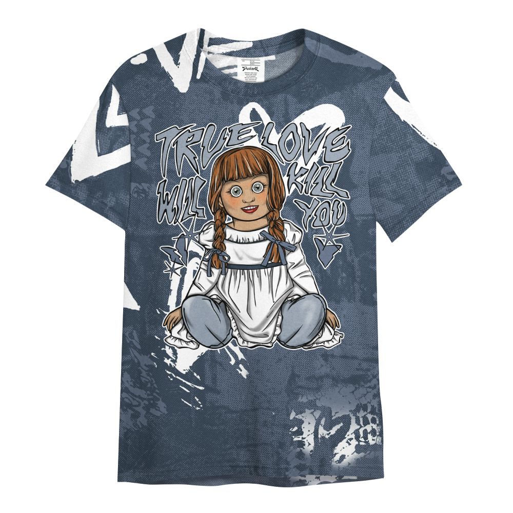 Shirt To Match Low Diffused Blue 11s - Genuine Loves Bear Heart Grunge All Over Print