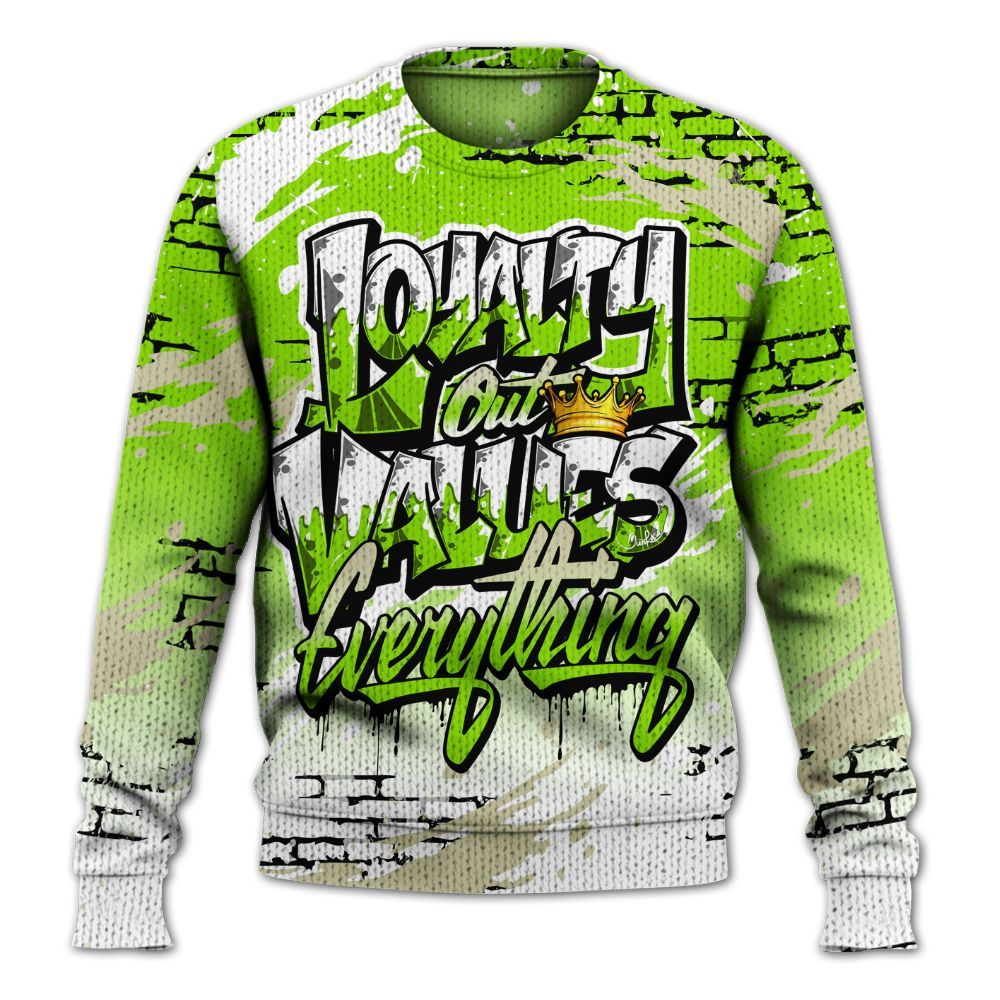 Knitted Sweater To Match Electric Green 6s - Values Of Loyalty Drip