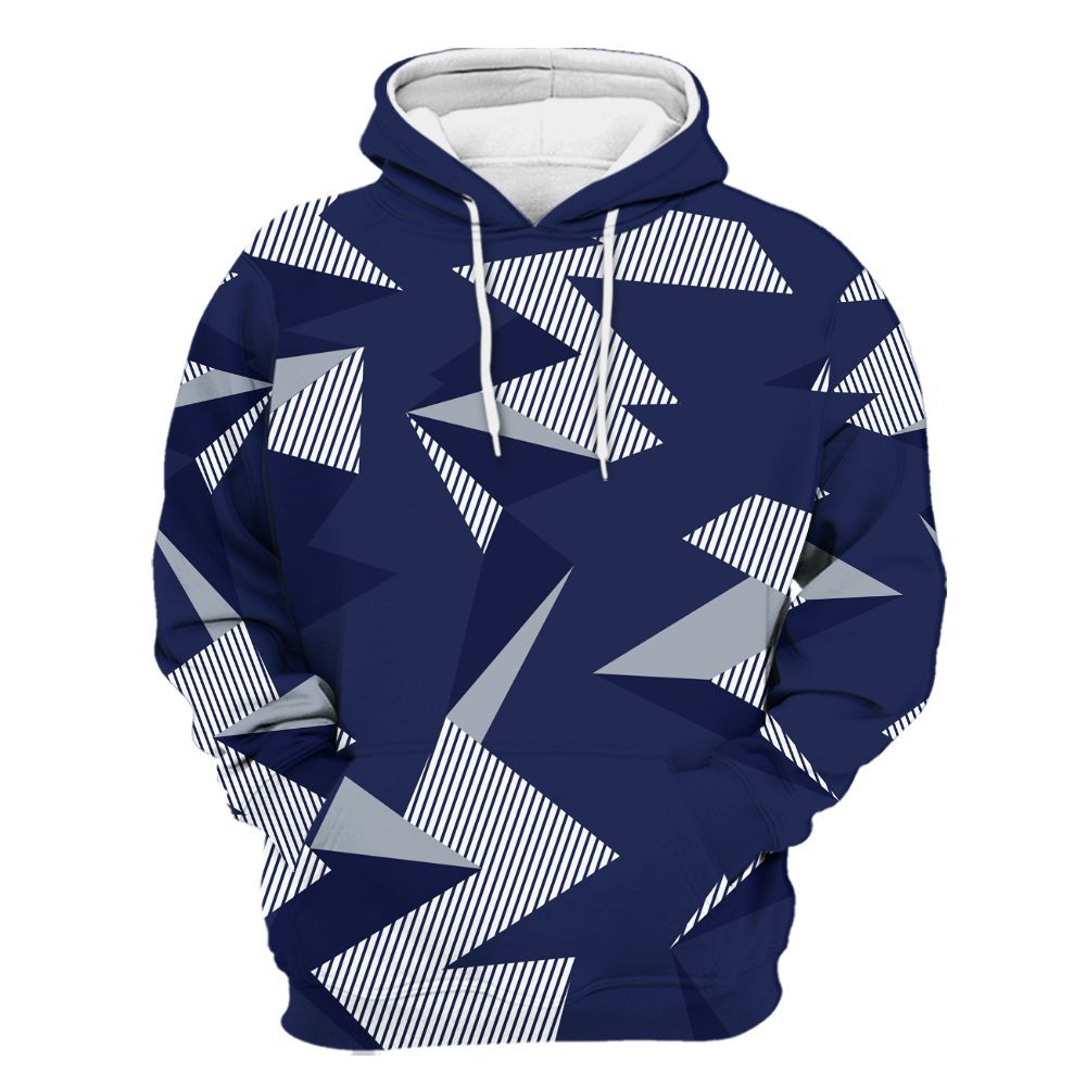 Hoodie To Match Midnight Navy 11s - Geometric Camouflage Pattern All Over Print