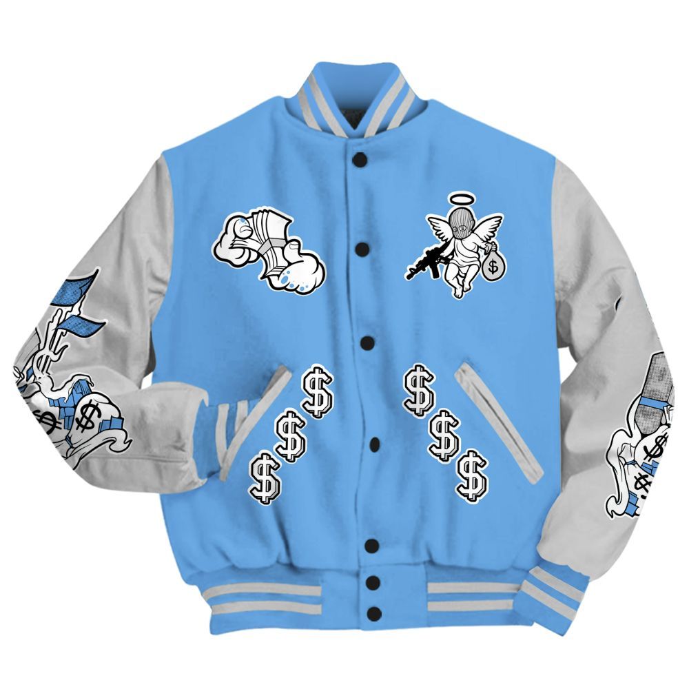 Varsity Jacket To Match University Blue 6s - Ones Move In Silence Graphic All Over Print