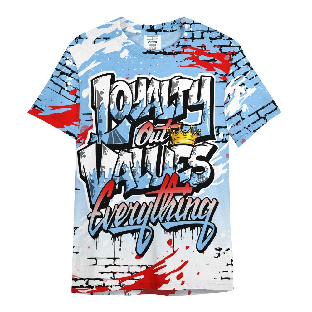 Shirt To Match University Blue 5s - Values Of Loyalty Drip All Over Print
