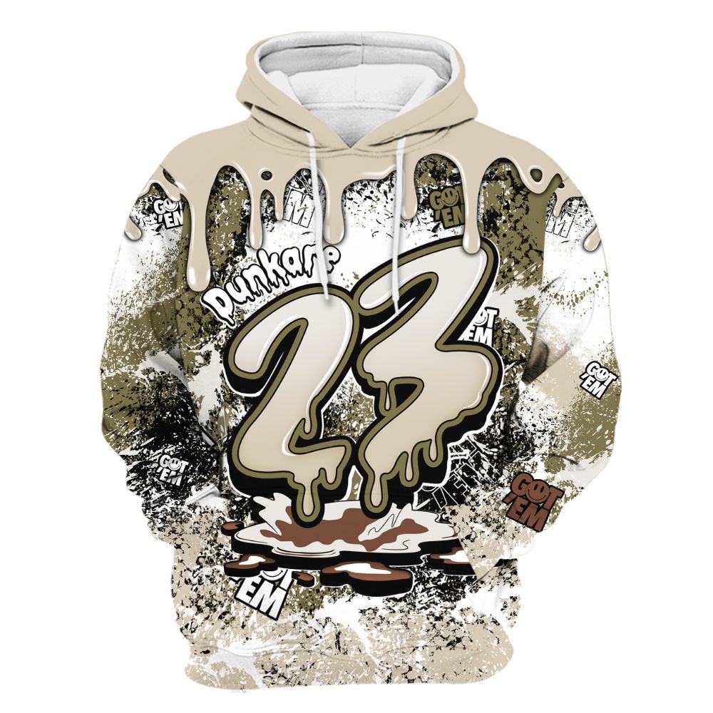 Hoodie To Match Sail Neutral Olive 6s - Dripping 23 Drip All Over Print