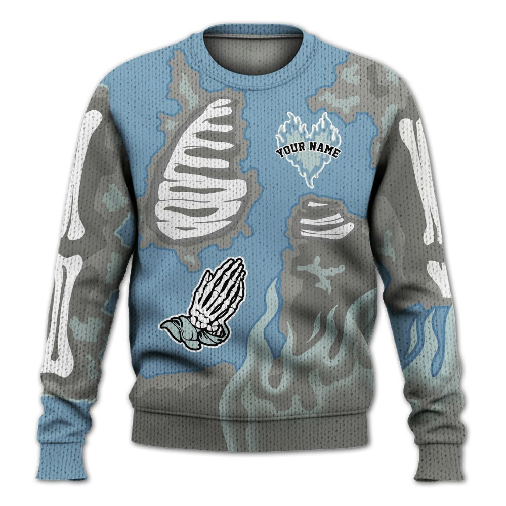 Sweater To Match Denim Worn Blue 2025 4s - Dislike Us Graphic Burning Custom Name Graphic