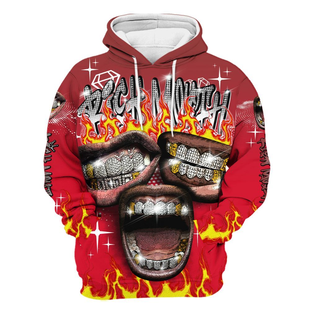 Hoodie To Match Air Max Sunder Gore Tex Fire Red - Rich Mouth Fire Rap Retro 90s All Over Print