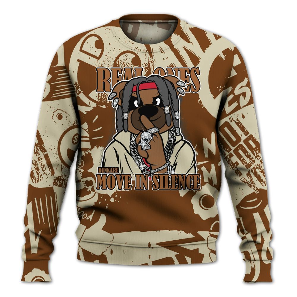 Sweatshirt To Match Archaeo Brown 5s - Silent Achievers Bear Monogram Graffiti All Over Print