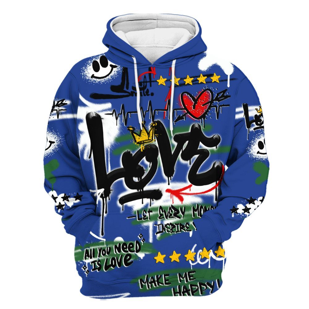 Hoodie To Match Dunk Low Tennis Classic - Happy Love Beats Graffiti Streetwear All Over Print