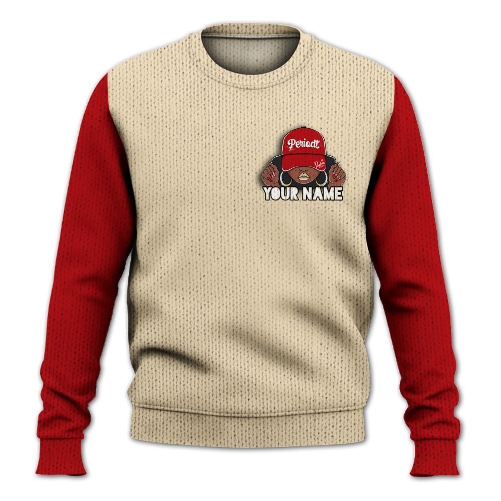 Knitted Sweater To Match Dunk Low Strawberry Waffle, Custom Name Black Girl