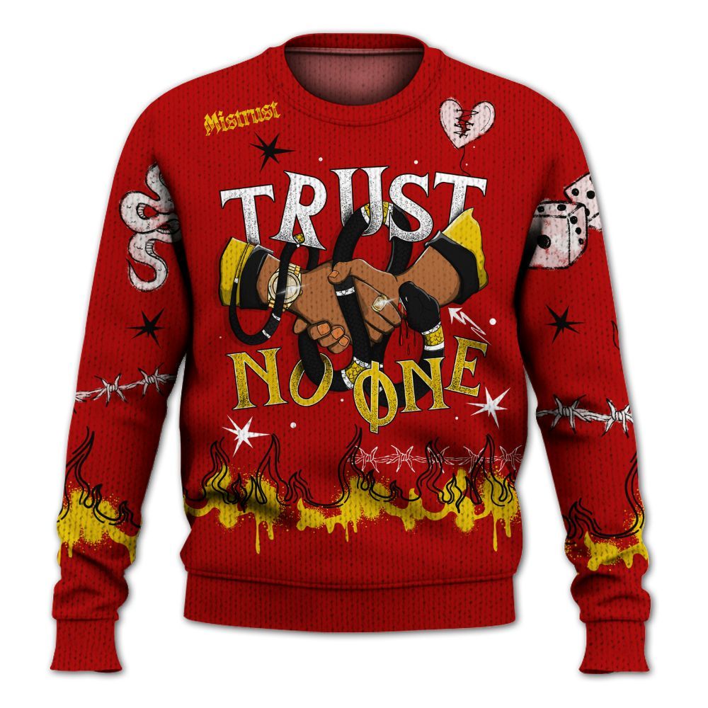 Sweater To Match Low Lucky Cat 1s - Trust No One Snake-Bite Doodle Crayon Graphic