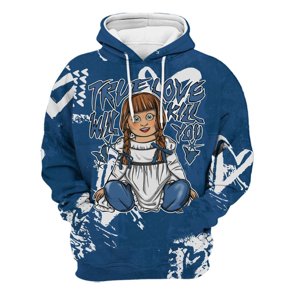 Hoodie To Match High OG Midnight Navy 1s - Genuine Loves Bear Heart Grunge All Over Print