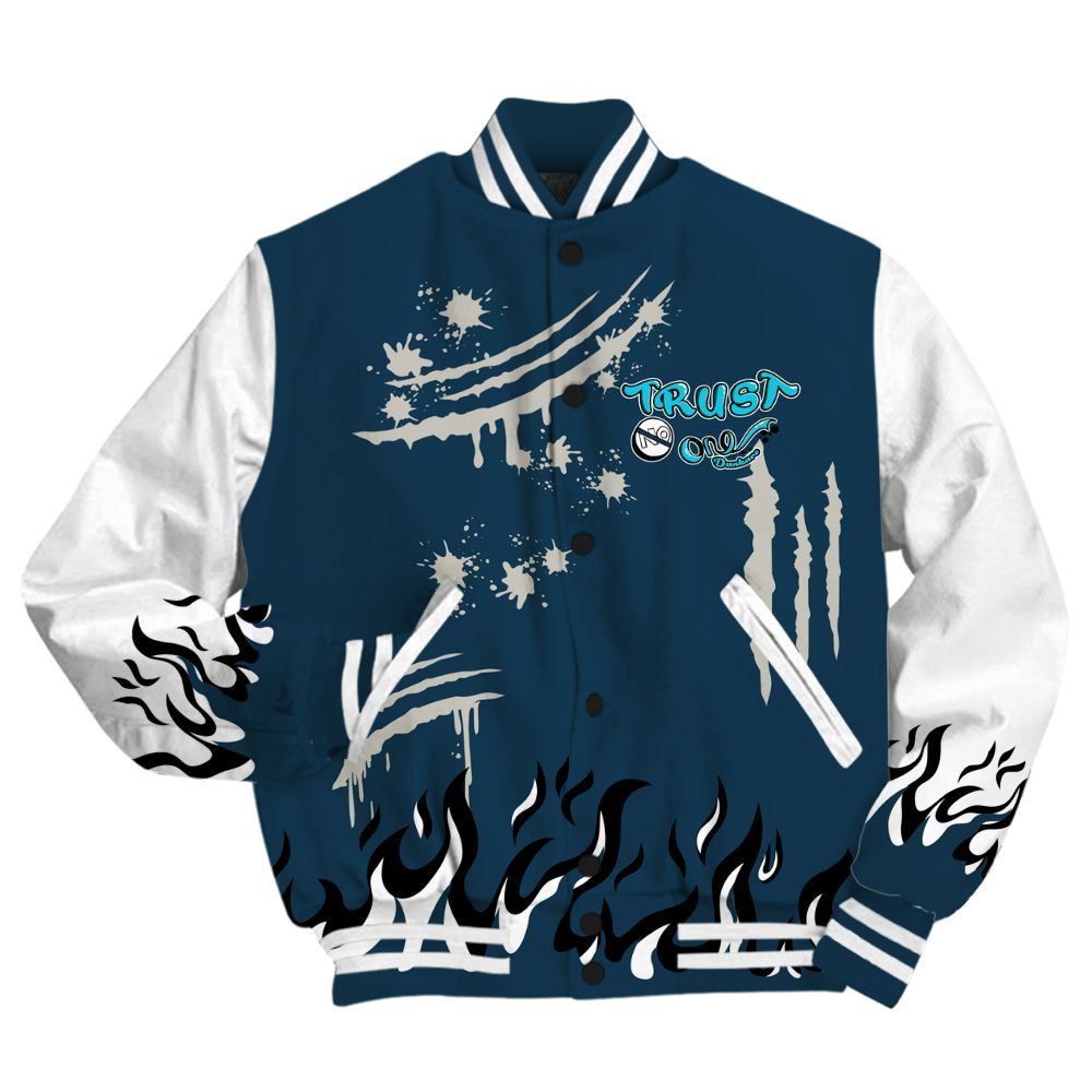 Varsity Jacket To Match Air Navy Baltic Blue - Graphic Trust No One All Over Print