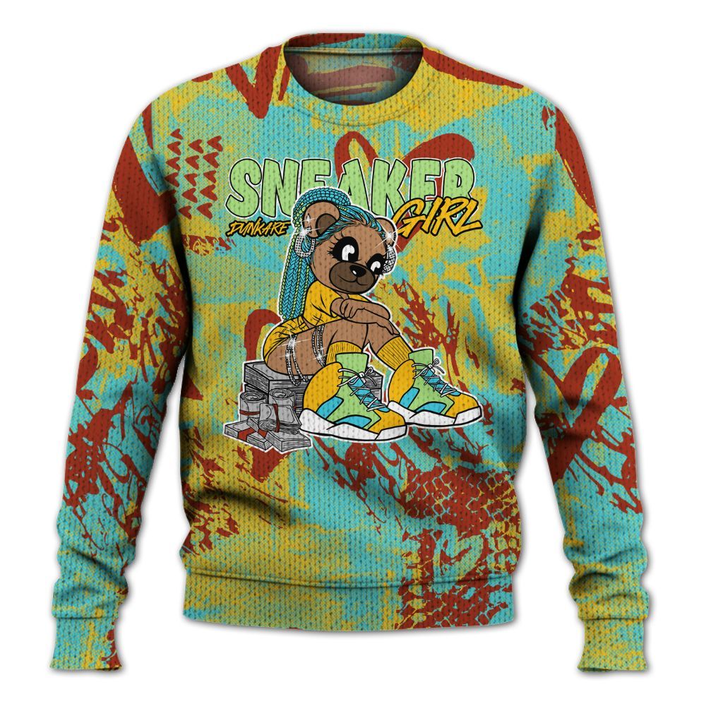 Knitted Sweater To Match SB Dunk Di'Orr Greenwood - Sneaker Girl Bear Heart Grunge