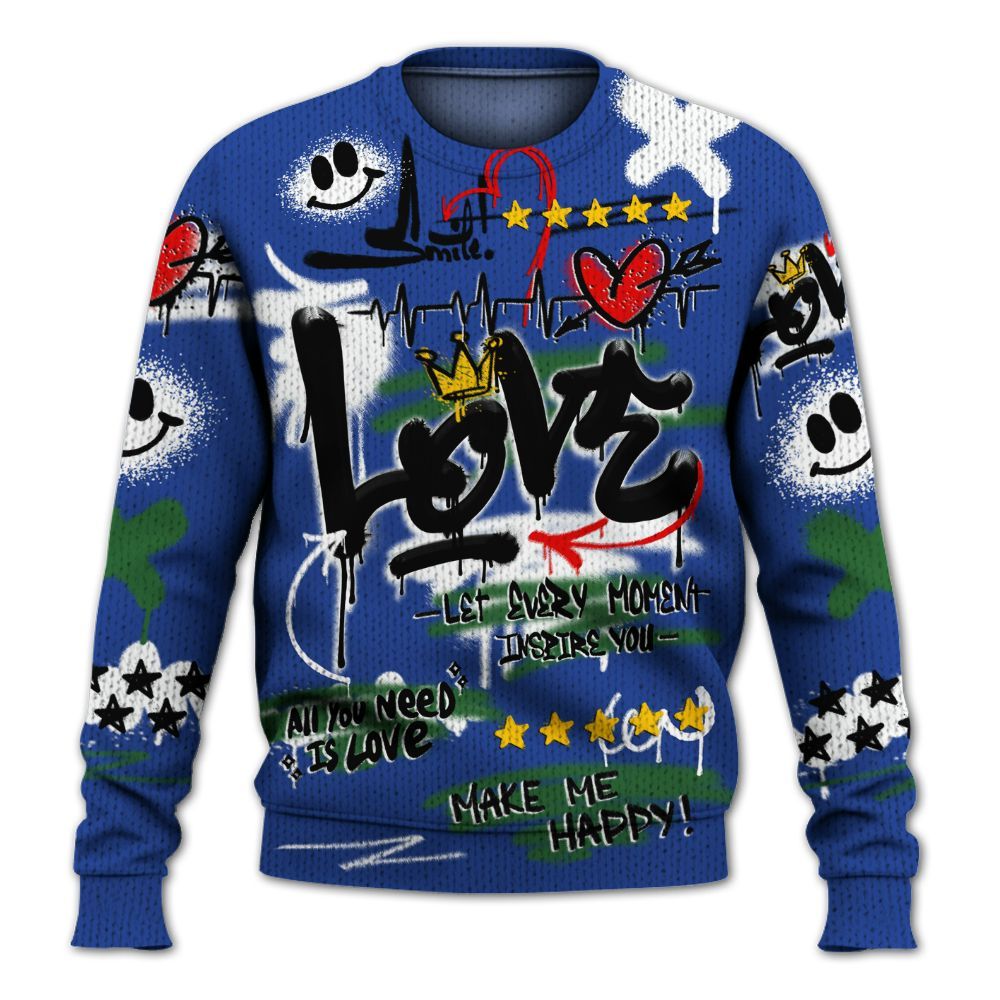 Knitted Sweater To Match Dunk Low Tennis Classic - Happy Love Beats Graffiti Streetwear