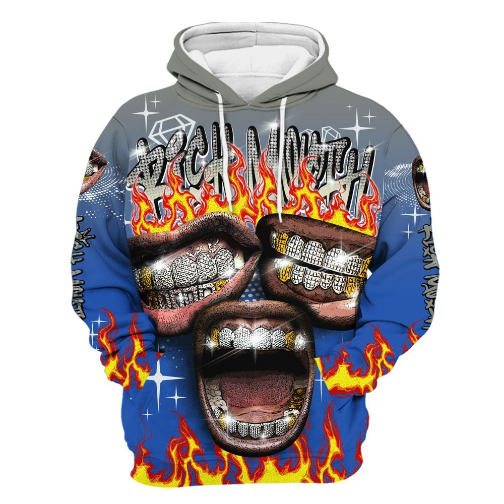 Hoodie To Match Lucky Shorts 3s - Rich Mouth Fire Rap Retro 90s All Over Print