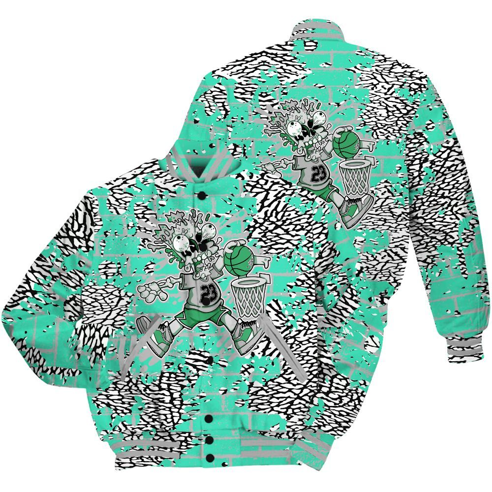 Varsity Jacket To Match Black Green Glow 3s Shirt - 85's Dunks Graphic Halloween All Over Print