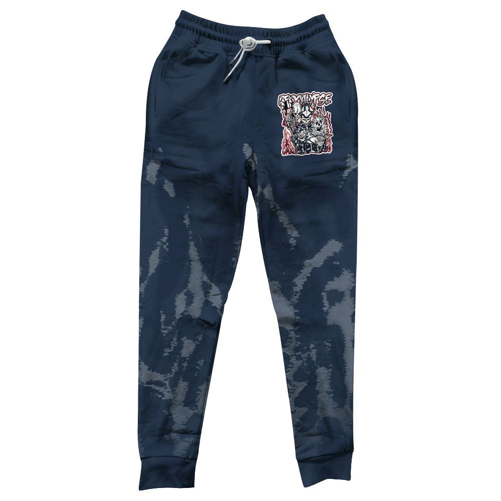 Sweatpant To Match White Midnight Navy 6s - Apocalypse Skeleton Burn All Over Print