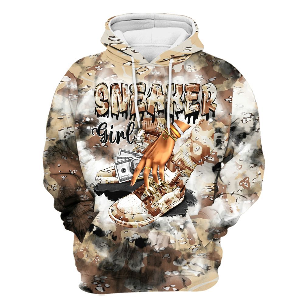 Hoodie To Match Desert Camo 3s - SNEAKER Girl Money Drip Tie Dye All Over Print