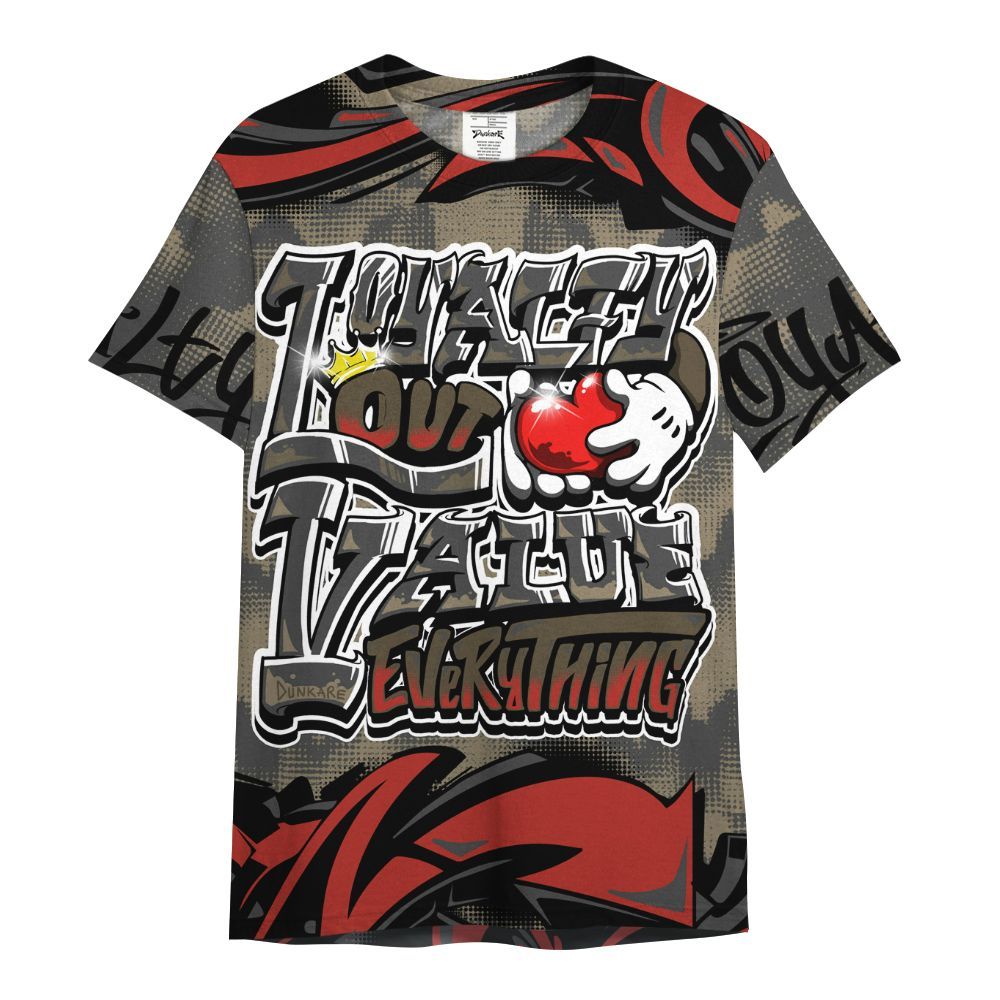 Shirt To Match Olive 9s - Loyalty Out Value Graffiti All Over Print