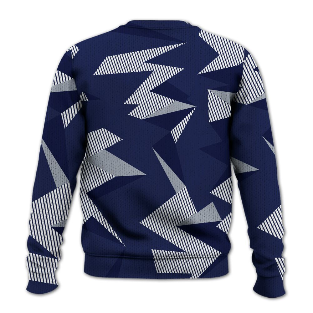 Knitted Sweater To Match Midnight Navy 11s - Geometric Camouflage Pattern