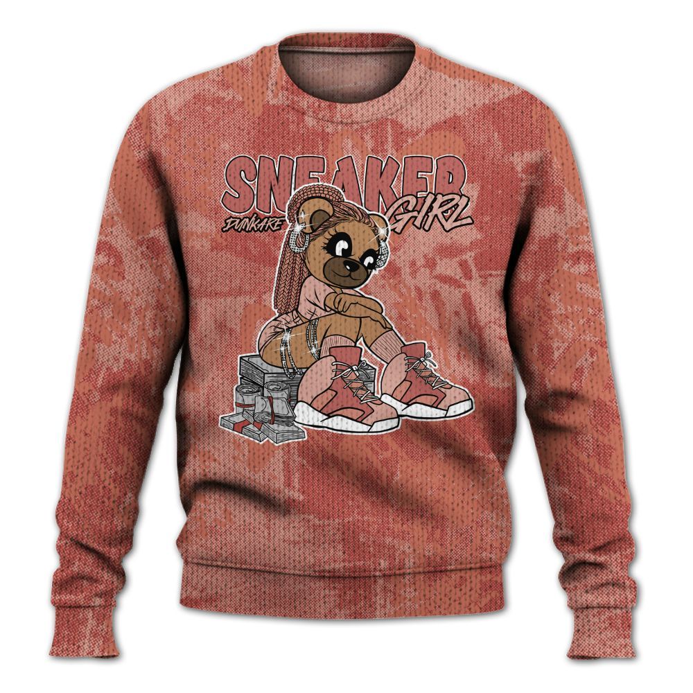 Knitted Sweater To Match Dune Red 13s - Sneaker Girl Bear Heart Grunge