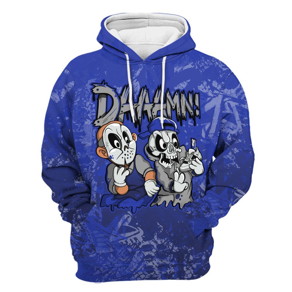 Hoodie To Match Air Max Plus Black Racer Blue - Damn Shoe Graphic Heart Grunge All Over Print