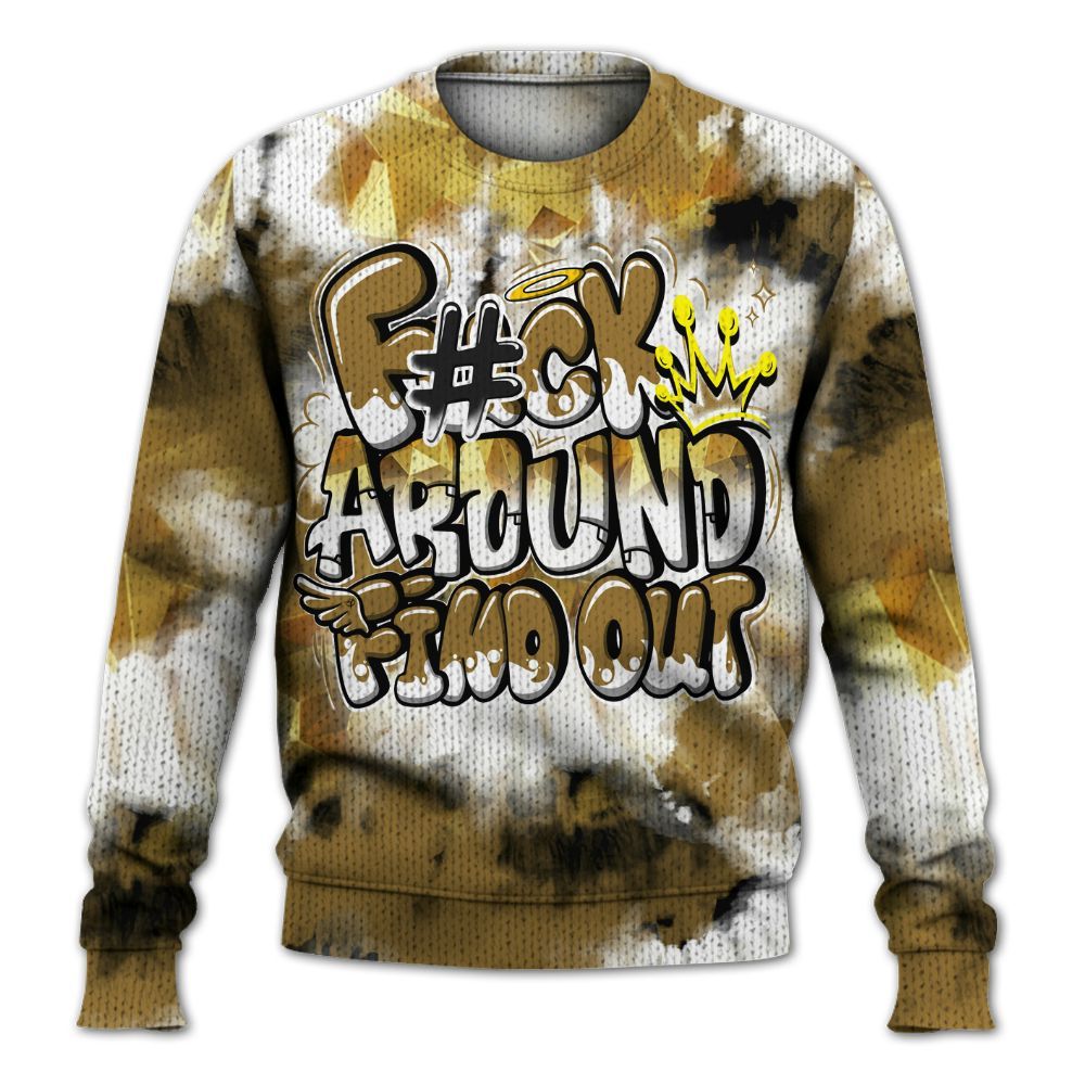 Knitted Sweater To Match NET Gold 4s - Tie Dye FK Around Find Out