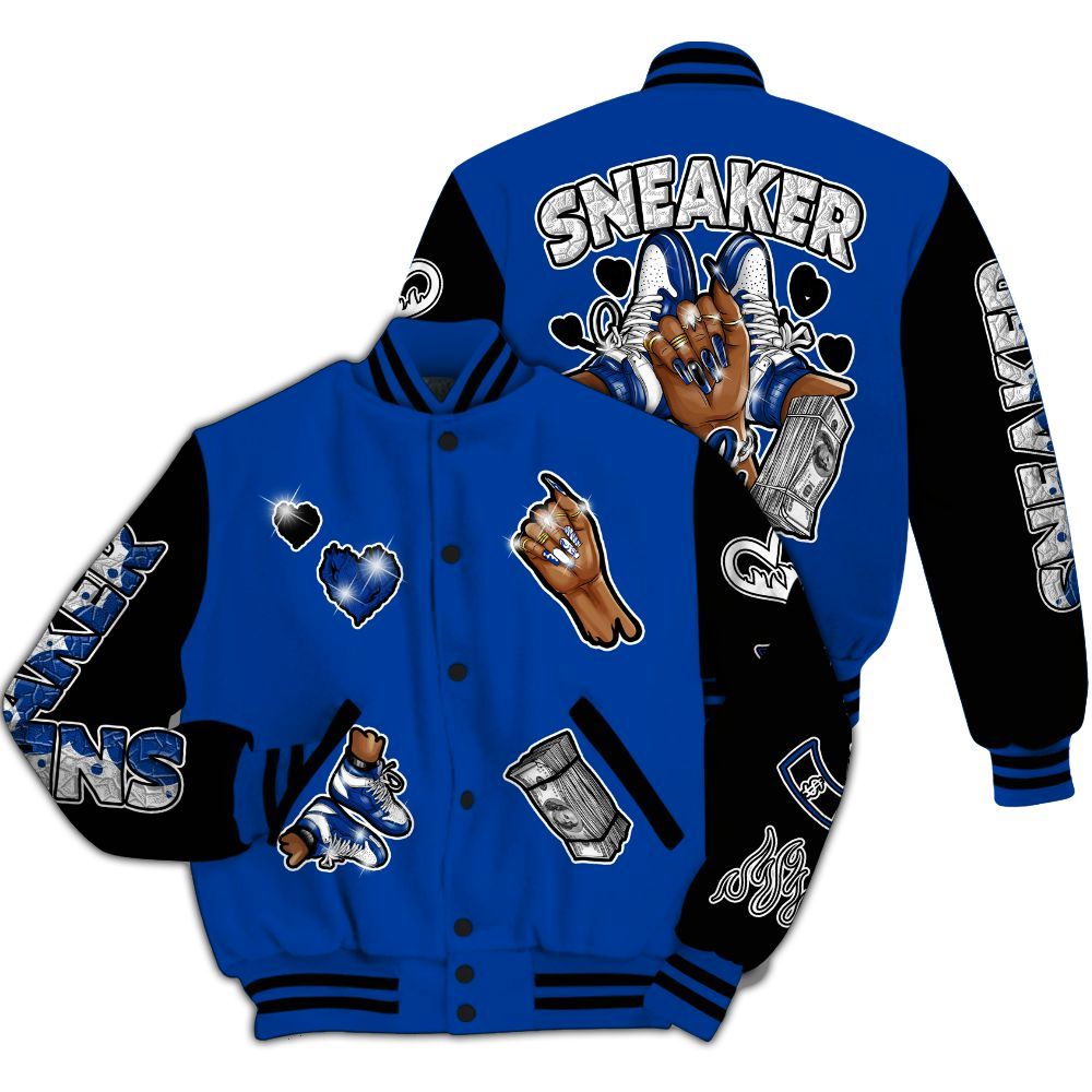 Varsity Jacket To Match Hyper Royal 12s - Sneakerz Girlz All Over Print