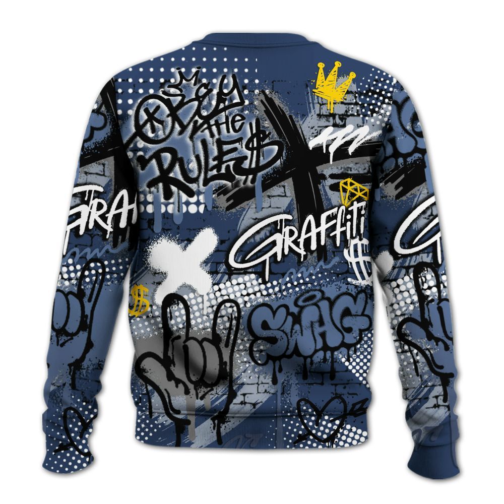 Sweatshirt To Match Low 85 Metallic Blue 1s - True It Real Graffiti Streetwear All Over Print