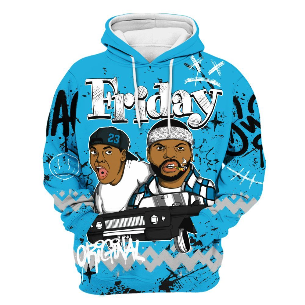 Hoodie To Match Black University Blue 2026 14s - Friday Sneaker Crayon All Over Print