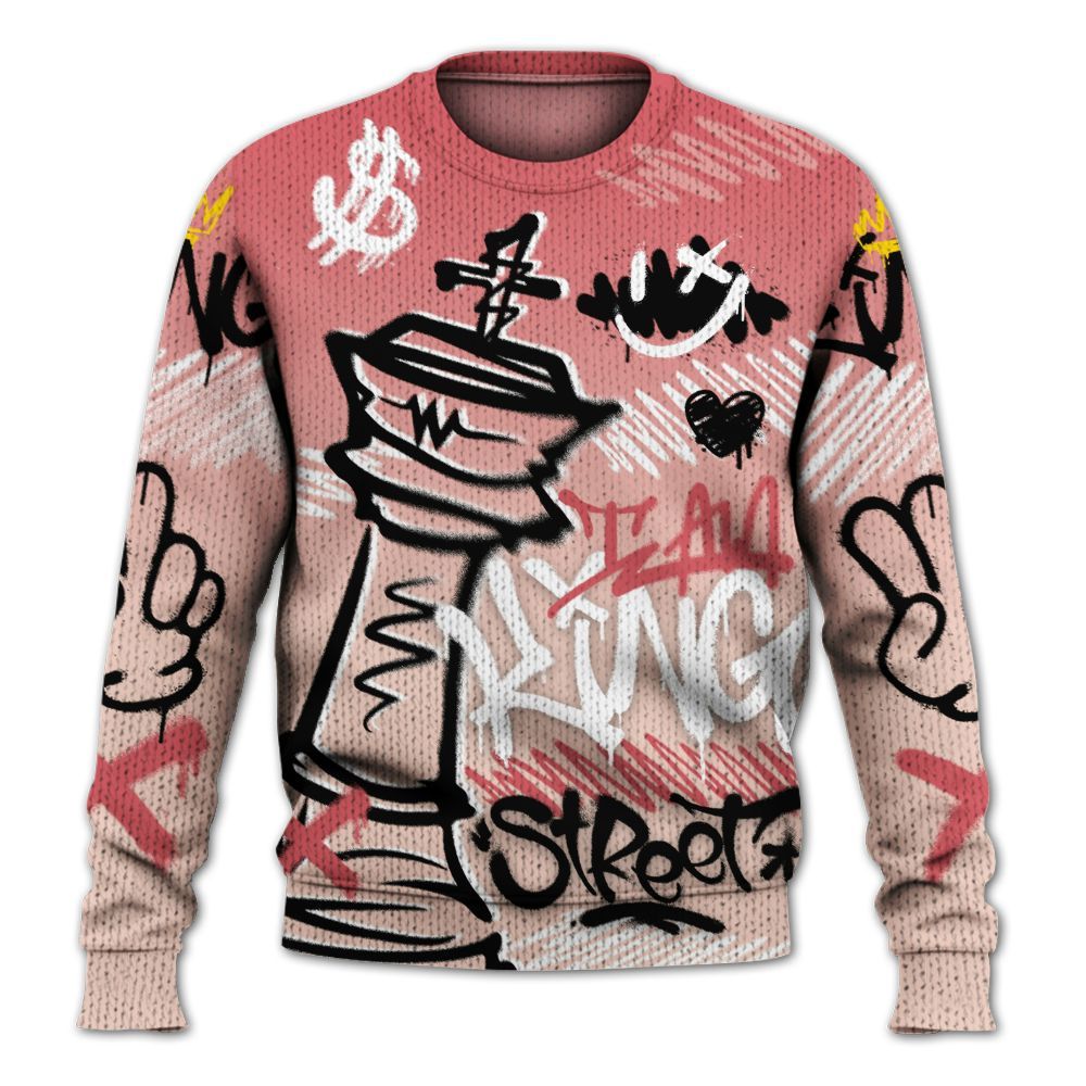 Sweater To Match Washed Coral 2s Shirt, Street King Chess Streetwear Graphic