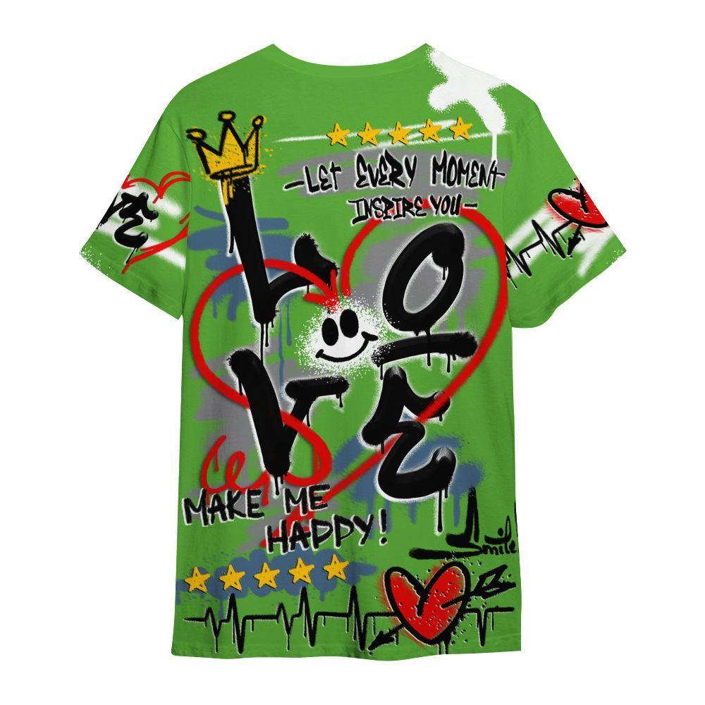 Shirt To Match Retro Green Bean 5s - Happy Love Beats Graffiti Streetwear All Over Print