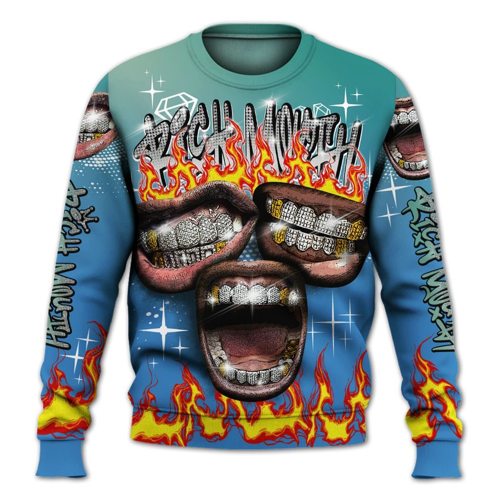 Sweatshirt To Match Low Carolina 17s - Rich Mouth Fire Rap Retro 90s All Over Print
