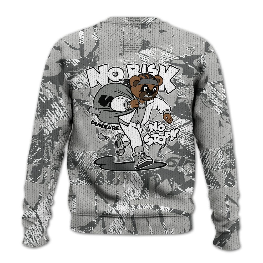 Knitted Sweater To Match Paris Cement Grey 4s - Certain Bear Abstract Graffiti