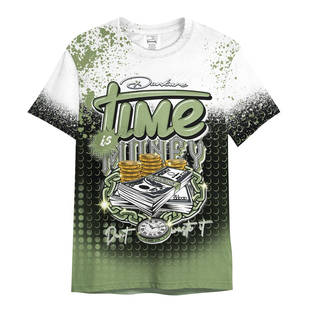 Shirt To Match Oil Green 4s - Halftone Time Is Money All Over Print