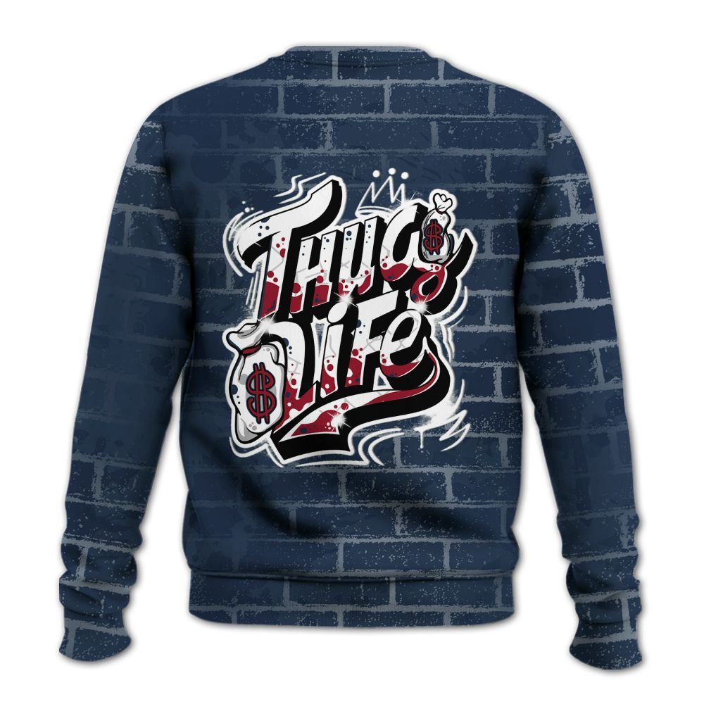 Sweatshirt To Match White Midnight Navy 6s - Free Thug Living Graphic Brick Art All Over Print