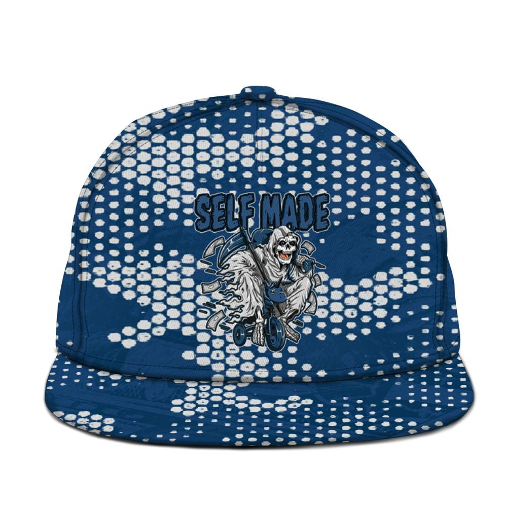 Snapback To Match High OG Midnight Navy 1s - Self Make Skeleton Banknotes Art Graphic