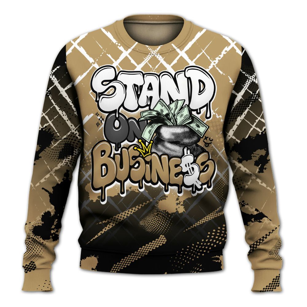 Sweatshirt To Match High OG Black Metallic Gold 1s - Halftone Stand Business Dripping All Over Print