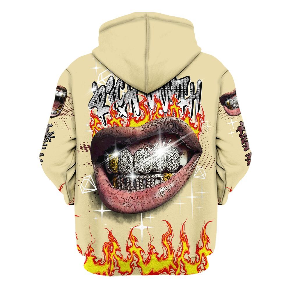 Hoodie To Match Women Phantom 12s - Rich Mouth Fire Rap Retro 90s All Over Print