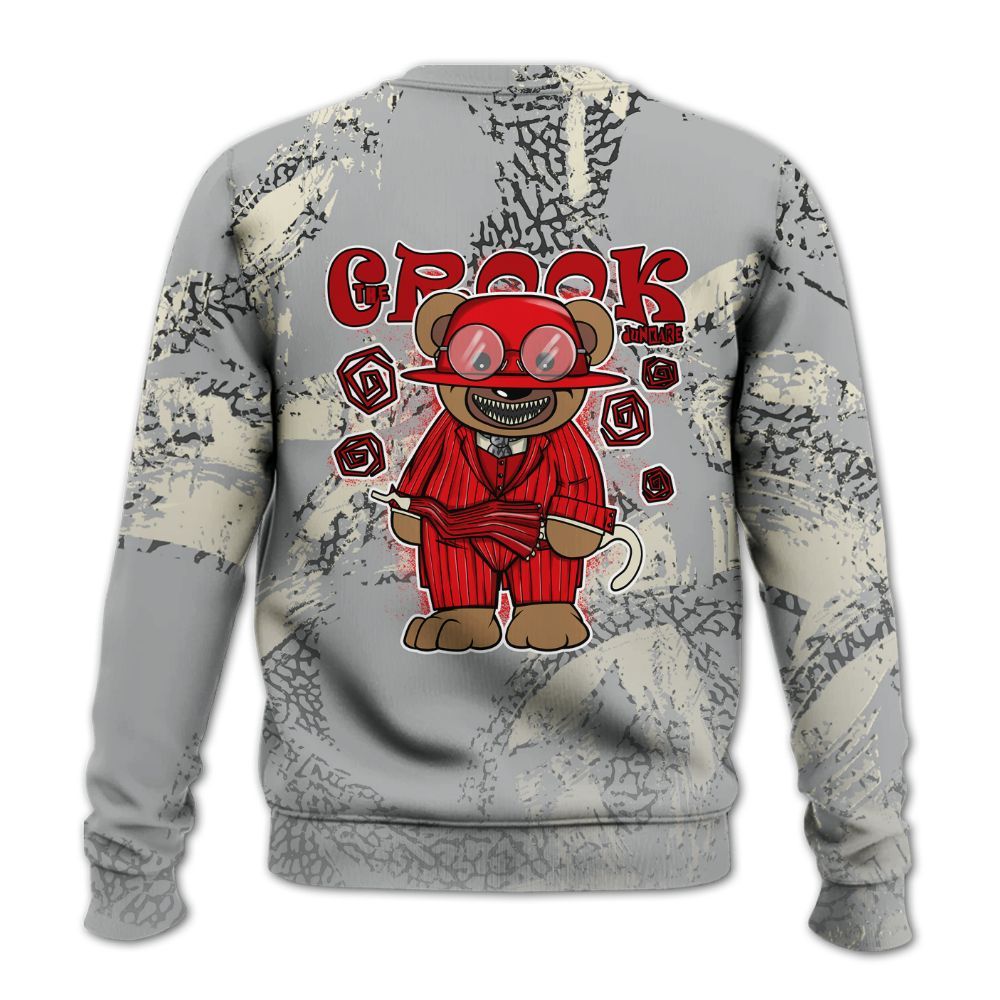 Sweatshirt To Match Cement Grey 3s - Swindler Bear Circle Slpash All Over Print