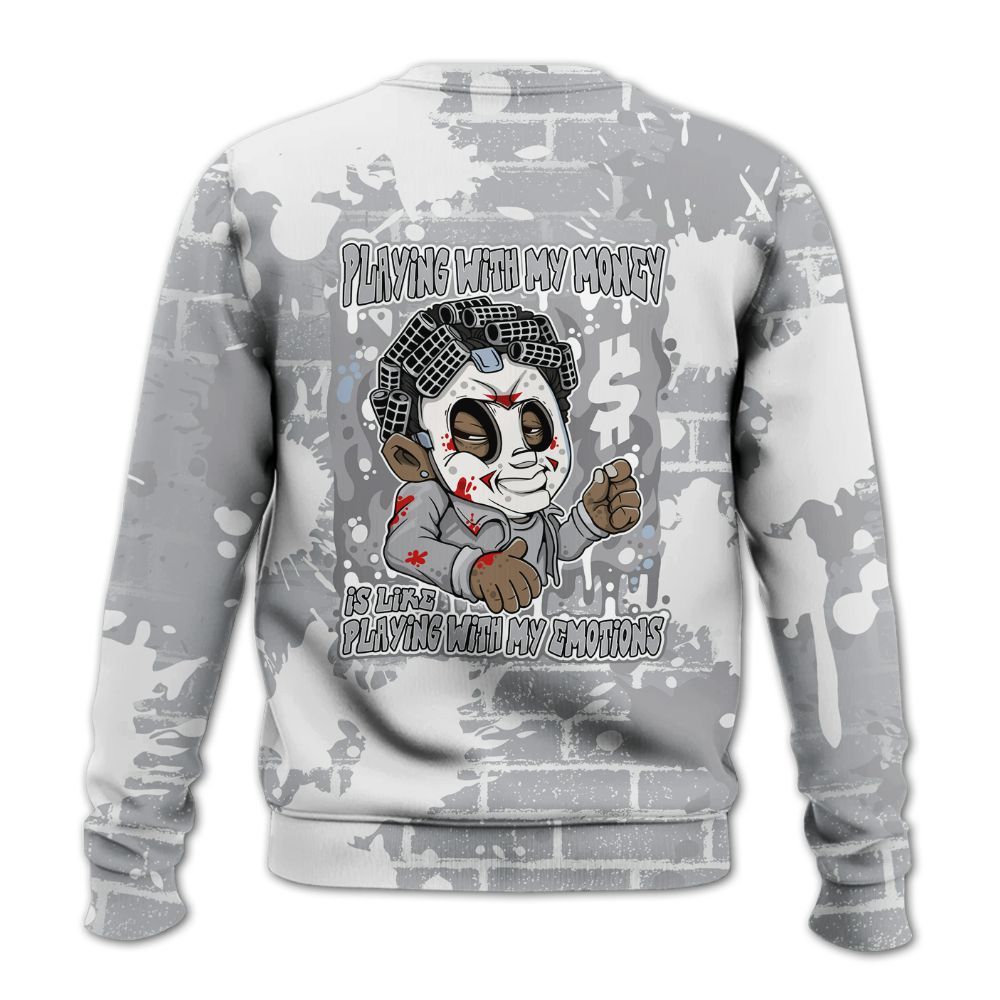 Sweatshirt To Match Low OG Wolf Grey 1s - Playing With My Money Graphic Halloween All Over Print