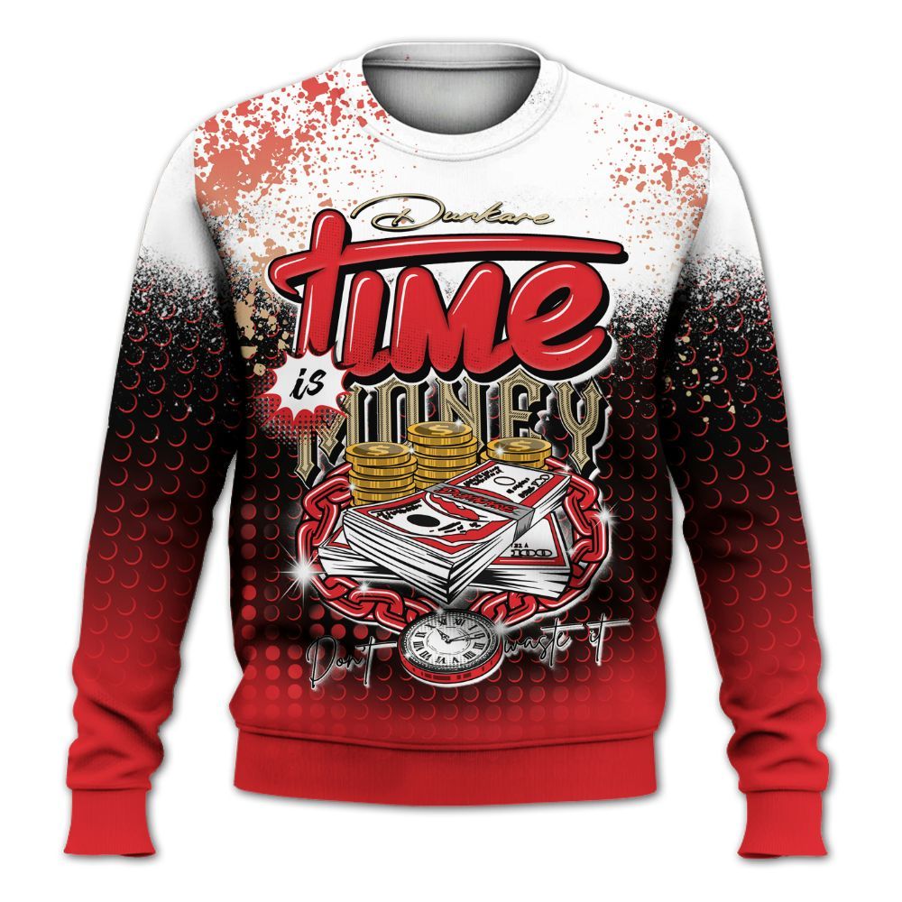 Sweatshirt To Match Prime 93 Fire Red - Halftone Time Is Money All Over Print