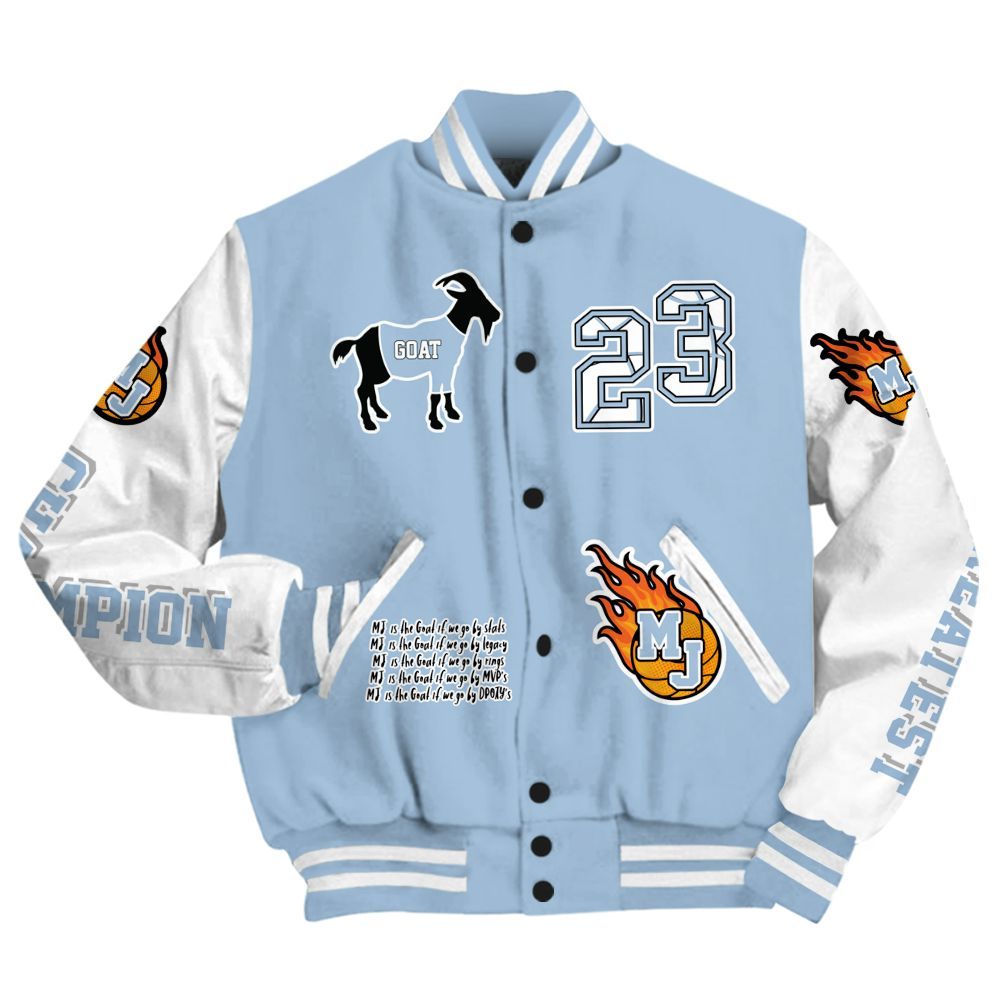 Varsity Jacket To Match High University Blue 1s - 23 G.0.A.T Jump Up Basketball All Over Print