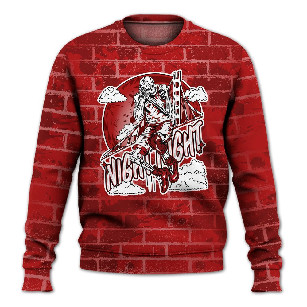 Sweatshirt To Match Red Taxi 12s - Seeya Skeleton Brick All Over Print
