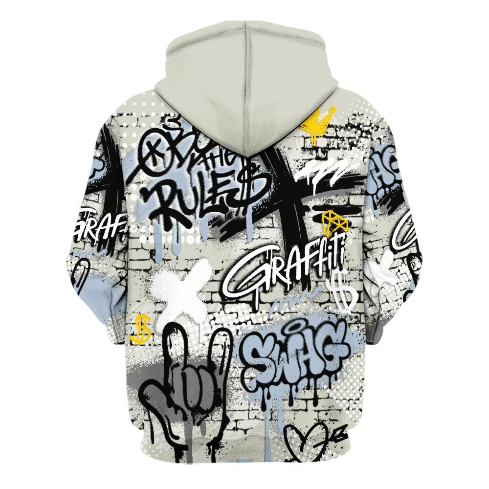 Hoodie To Match Low OG Wolf Grey 1s - True It Real Graffiti Streetwear All Over Print