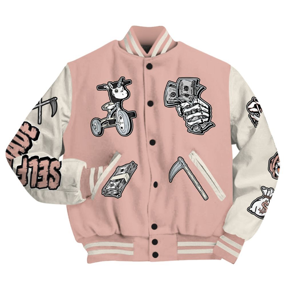 Varsity Jacket To Match Air Force Low 1 Arctic Orange - Self Make Skeleton All Over Print